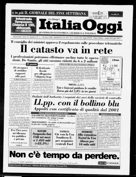 Italia oggi : quotidiano di economia finanza e politica